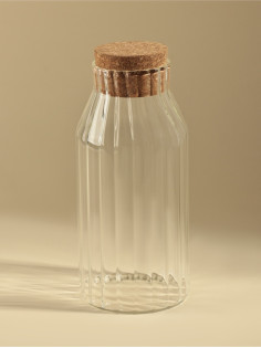 Графин SL Home Cork, 1000 мл, 9×9×22 см, с пробковой крышкой, стекло, прозрачный