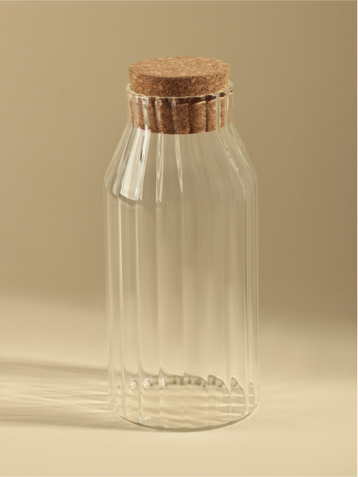 Графин SL Home Cork, 1000 мл, 9×9×22 см, с пробковой крышкой, стекло, прозрачный