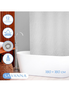 Штора для ванной «Цветочный вальс», с люверсами, с утяжелителями, PEVA ароматизированная, 180×180 см, белая