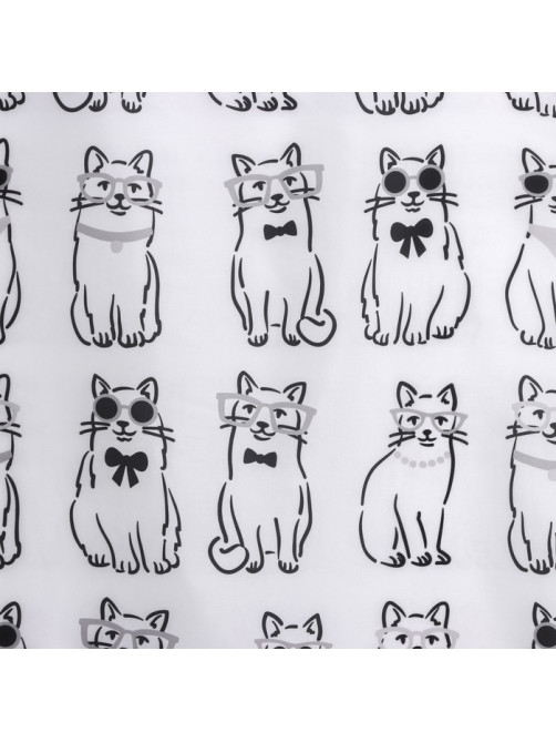 Штора для ванны Доляна Cats, 180×180 см, полиэстер, белая