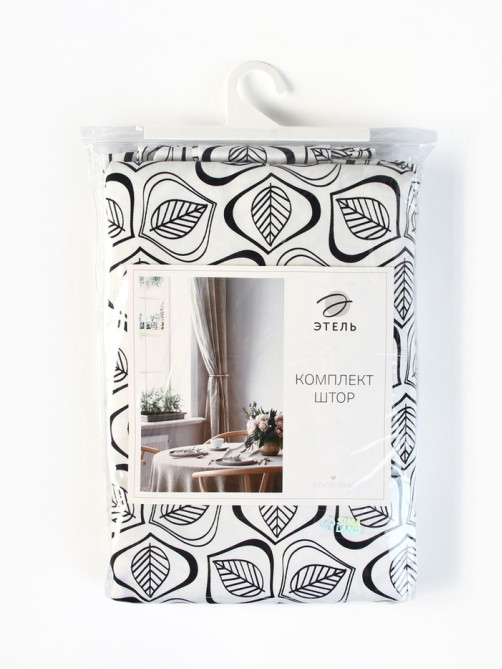 Шторы для кухни «Этель» Leaves, 149×180 см - 2 шт., подхваты - 2 шт., 100% хлопок