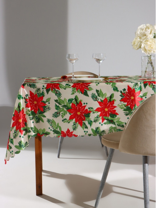 Скатерть новогодняя «Доляна» Christmas flowers, размер 145×300 см