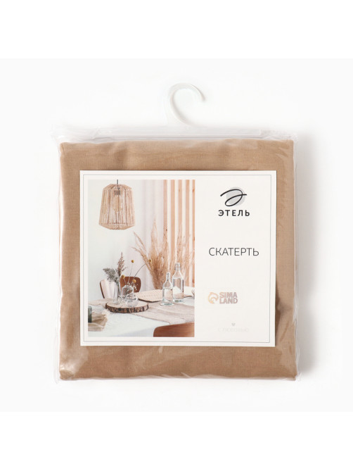 Скатерть «Этель» ECO, 110×136 см, 70% хлопок, 30% лён, 190 г/м², бежевая
