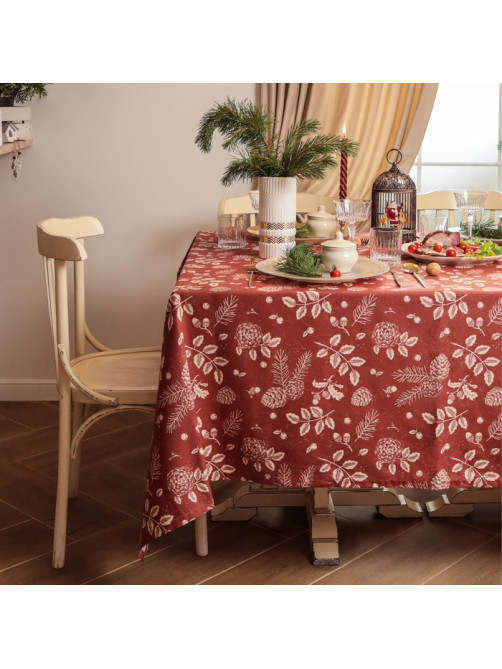 Скатерть «Этель New Year's plants» 149×250 см, 100% хл, рогожка 186 г/м²