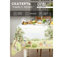 Скатерть «Этель» Family picnic, 150×220 см ±3 см с ВГМО, 100% хлопок, саржа 190 г/м²