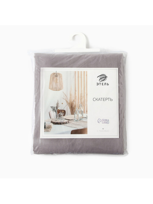 Скатерть «Этель» ECO, 136×300 см, 70% хлопок, 30% лён, 190 г/м², серая