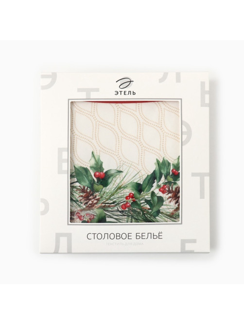 Скатерть новогодняя «Этель» Christmas wreath, d=150 см ±3 см с ВГМО, 100% хлопок, саржа 190 г/м²
