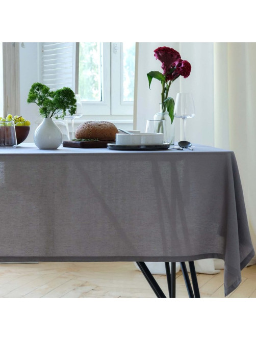 Скатерть «Этель» ECO, 136×300 см, 70% хлопок, 30% лён, 190 г/м², серая