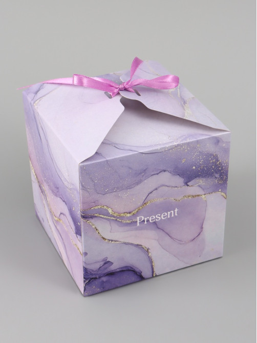 Коробка подарочная самосборная Present, 12×12×12 см, с лентой