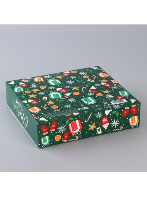 Коробка подарочная новогодняя складная «С Новым годом» 20×18×5 см