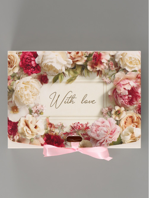 Коробка подарочная самосборная With love, 16.5×12×5 см, с лентой