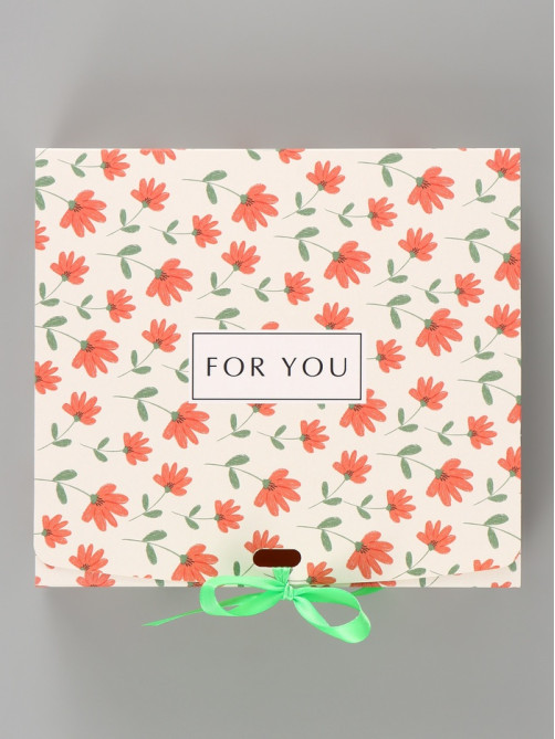 Коробка подарочная самосборная For you, 20×18×5 см, с лентой