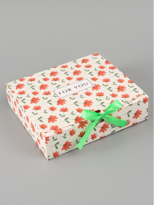 Коробка подарочная самосборная For you, 20×18×5 см, с лентой