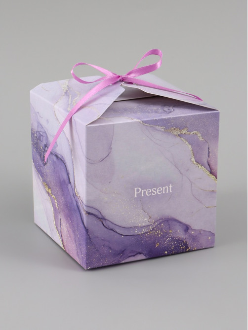 Коробка подарочная самосборная Present, 12×12×12 см, с лентой