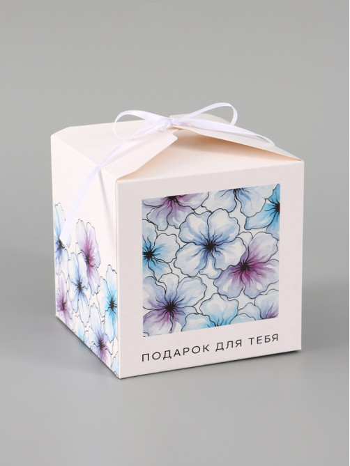 Коробка подарочная складная «Акварельные цветы», 12×12×12 см
