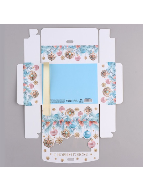 Коробка подарочная новогодняя складная «С Новым годом» 16.5×12×5 см