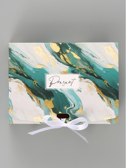 Коробка подарочная самосборная Present, 16.5×12×5 см, с лентой