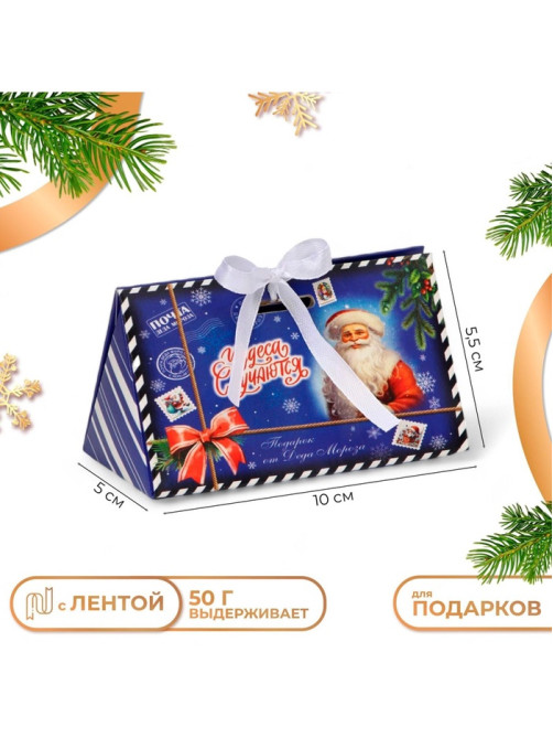 Бонбоньерка новогодняя, подарочная упаковка «Волшебства и сказки», 10×5.5×5 см