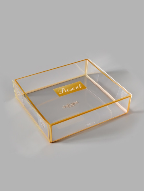 Коробка подарочная пластиковая с тишью и гирляндой Present, 20×18×5 см