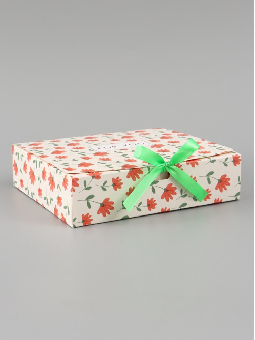 Коробка подарочная самосборная For you, 20×18×5 см, с лентой