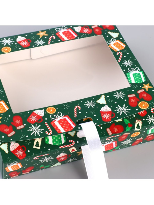 Коробка подарочная новогодняя складная «С Новым годом» 20×18×5 см