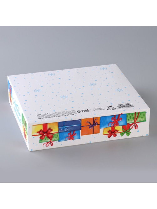 Коробка подарочная новогодняя складная «С Новым годом» 20×18×5 см