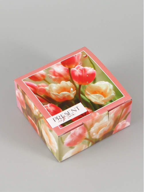 Коробка подарочная складная Present with love, 15×15×7 см