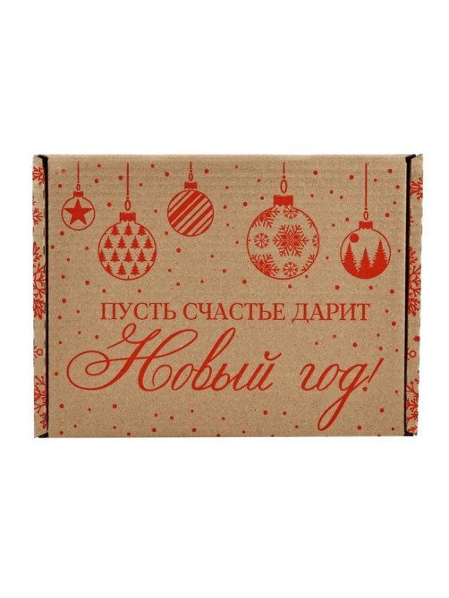 Коробка новогодняя складная «Новогодние шары», бурый, 27×21×9 см