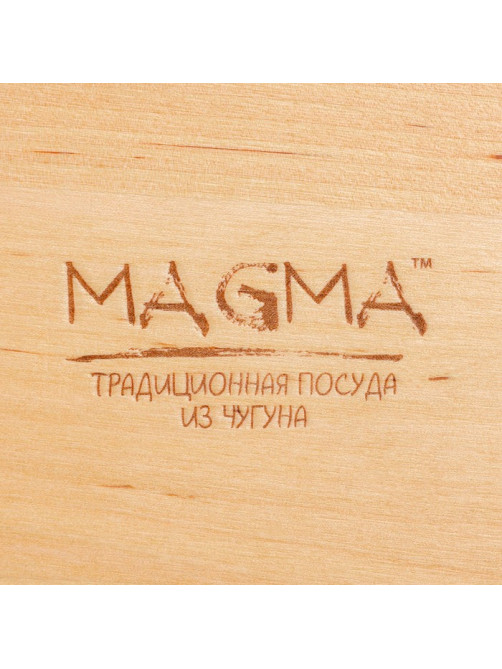 Сковорода Magma «Далат»,18×12×3 см, на деревянной подставке, индукция, чугун, чёрная