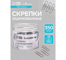 Скрепки 28 мм оцинкованные в пластиковой тубе 350 штук