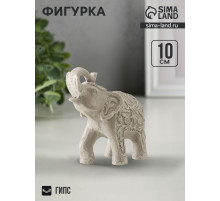 Фигурка гипс «Слон резной», 10×10×5 см, слоновая кость