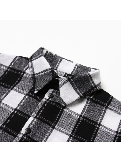 Рубашка для мальчика в клетку KAFTAN, бело-серая, размер 32 (110-116 см)