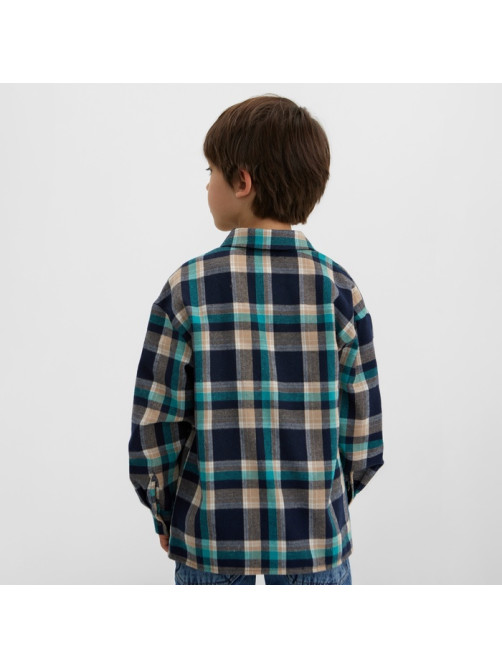 Рубашка для мальчика в клетку KAFTAN, синяя, размер 32 (110-116 см)