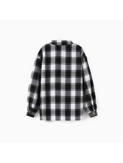Рубашка для мальчика в клетку KAFTAN, бело-серая, размер 32 (110-116 см)