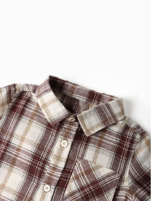 Рубашка детская фланелевая KAFTAN, коричнево-бежевая, размер 32 (110-116 см)