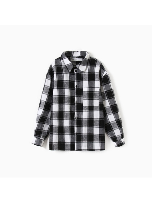 Рубашка для мальчика в клетку KAFTAN, бело-серая, размер 32 (110-116 см)