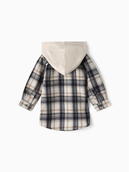 Рубашка детская фланелевая с капюшоном KAFTAN, сине-бежевая, размер 30 (98-104 см)