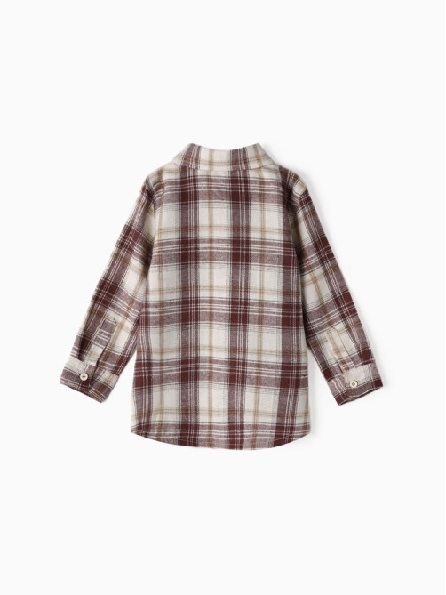 Рубашка детская фланелевая KAFTAN, коричнево-бежевая, размер 32 (110-116 см)
