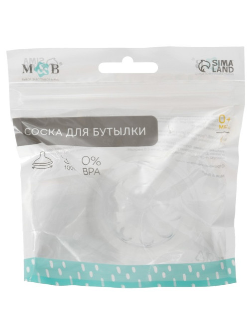 Соска на бутылочку M&B Natural, антиколиковая, от 6 мес., широкое горло Ø50 мм, быстрый поток