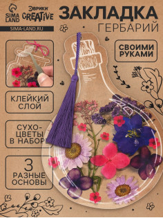 Набор для творчества «Закладка-гербарий», 3 основы+сухоцветы