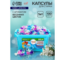 Капсулы для стирки 5 в 1 Мой Выбор «Весенние цветы» 100 шт. по 10 г бокс