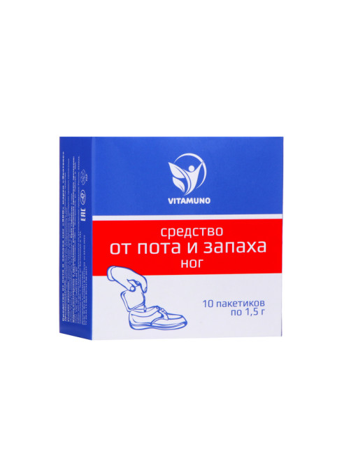 Средство от пота и запаха ног Vitamuno, 10 пакетиков по 1.5 г