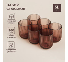 Стаканы SL Home «Модерн», 260 мл, 7.5×9.5 см, набор 6 шт., стекло, розовые