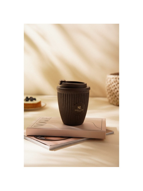 Стакан для кофе SL Home, 250 мл, 9.5×12.5 см, с крышкой, коричневый