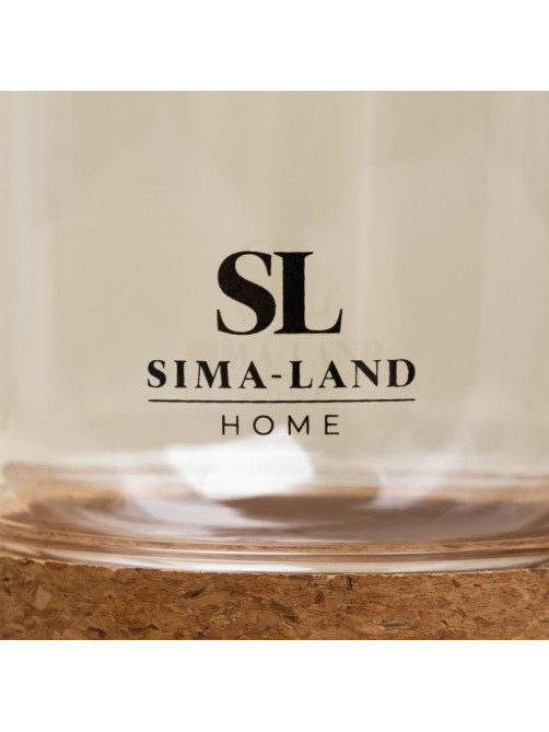 Стакан SL Home «Алькорноке», 300 мл, 8×12 см, с двойными стенками, на пробковой подставке, стекло, прозрачный