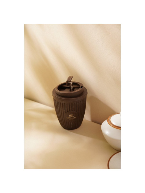 Стакан для кофе SL Home, 250 мл, 9.5×12.5 см, с крышкой, коричневый