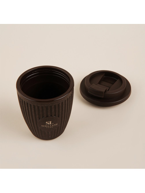 Стакан для кофе SL Home, 250 мл, 9.5×12.5 см, с крышкой, коричневый