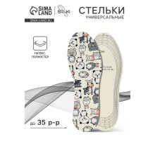 Стельки детские для обуви, универсальные, р-р RU до 35 (р-р Пр-ля до 36), 23.5 см, пара, белые