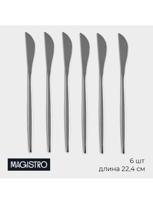 Набор ножей столовых Magistro «Блинк», длина 22.4 см, набор 6 шт., нержавеющая сталь, серебристый
