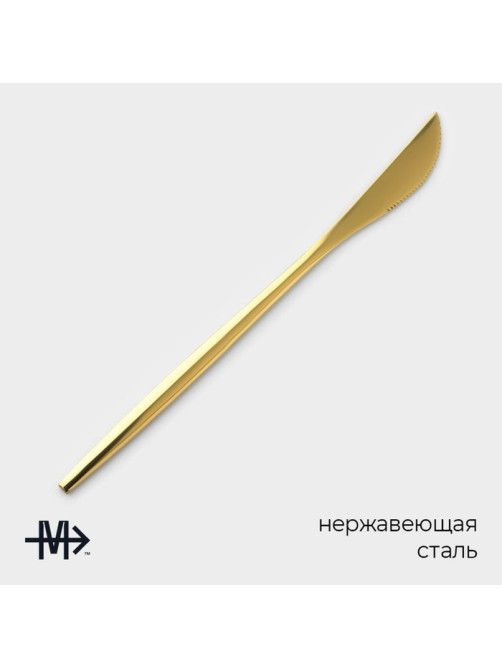 Набор ножей столовых Magistro «Блинк», длина 22 см, набор 6 шт., нержавеющая сталь, золотистый